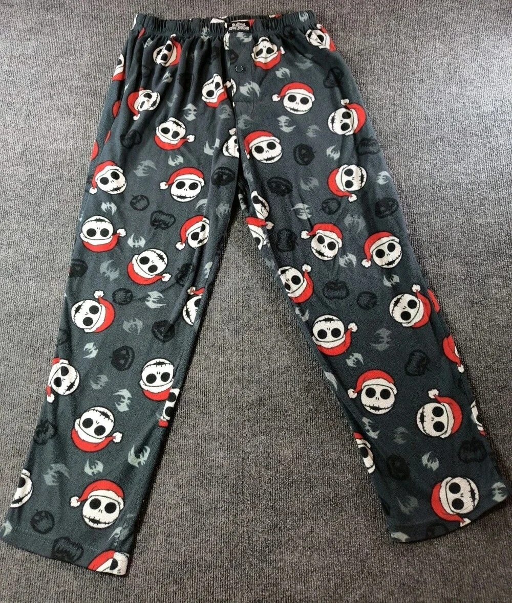 Nightmare Before Christmas Pajama Pants Men’s Lrg Gray Jack Skellington Pumpkin